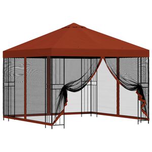 vidaXL Tr&auml;dg&aring;rdsgazebo med sidov&auml;ggar 3 x 3 m Terracotta