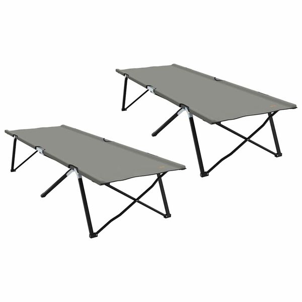 vidaXL F&auml;llbar Camping S&auml;ng 2 pcs Gr&aring; 206 x 76 x 74 cm Oxford och St&aring;l