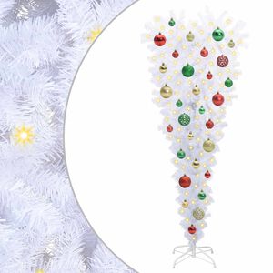 vidaXL Konstgjord julgran med 150 LED-lampor Vit 120 cm PVC och St&aring;l