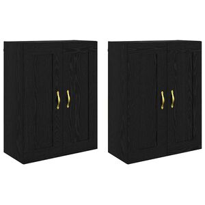 vidaXL V&auml;ggmonterat sk&aring;p V&auml;ggmonterad 2 pcs Svart Ek 69,5 x 34 x 90 cm
