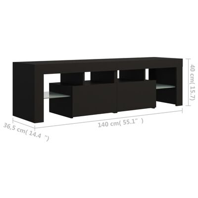 vidaXL Tv-bänk med LED-belysning svart 140x36,5x40 cm