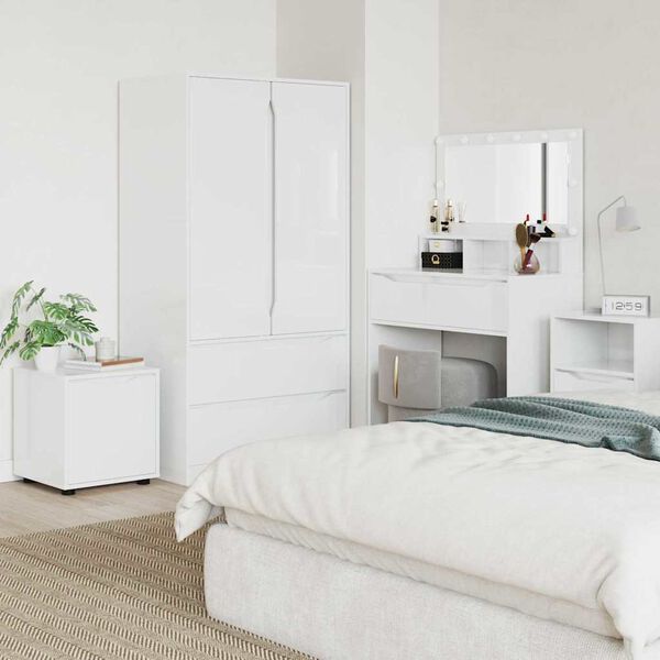 vidaXL Badrumssk&aring;p H&ouml;gblanka vita 40,5 x 40 x 44 cm Konstruerat tr&auml;