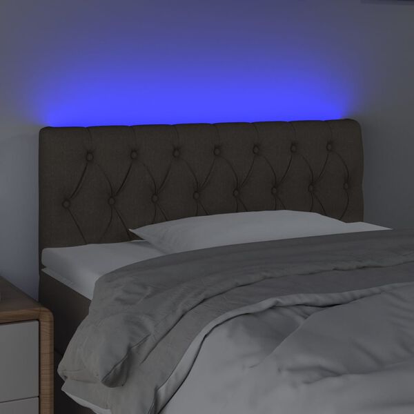 vidaXL Sänggavel LED taupe 100 x 7 x 78/88 cm tyg