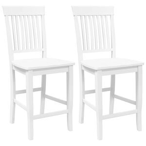 vidaXL Barstolar 2 st, vit, massivt tr&auml;, gummi