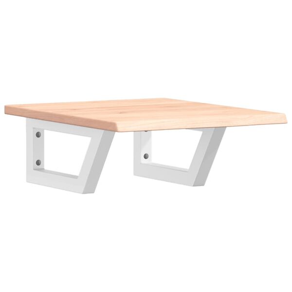 vidaXL Väggmonterad handfatshylla stål och massiv ek