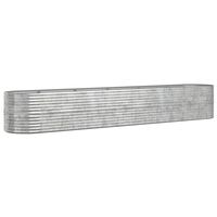 vidaXL Odlingslåda pulverlackerat stål 440x80x68 cm silver