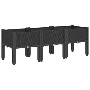 vidaXL Odlingsl&aring;da med ben svart 120x40x42 cm PP