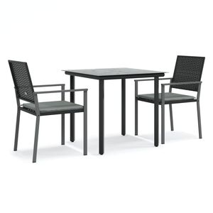 vidaXL Matgrupp f&ouml;r tr&auml;dg&aring;rden 3 delar med dynor konstrotting & st&aring;l