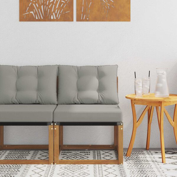 vidaXL Utomhus Mellansoffa Massivt akaciatr&auml; och Textilene-tyg