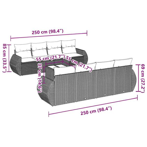 vidaXL Loungegrupp f&ouml;r tr&auml;dg&aring;rden m dynor 9 delar svart konstrottning