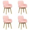 vidaXL Sv&auml;ngande Matstolar 4 st Boucl&eacute; Rosa 54 x 58 x 87 cm
