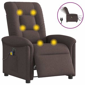 vidaXL Elektrisk massagef&aring;t&ouml;lj m&ouml;rkbrun tyg