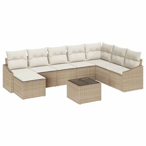 vidaXL Soffset med kudde 9 pcs Beige konstrotting