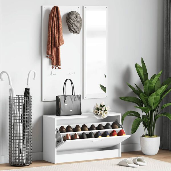 vidaXL Skosk&aring;p 3-i-1 set vit konstruerat tr&auml;