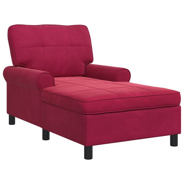 vidaXL Chaise Lounge med kudde Vinr&ouml;d 91 x 157 x 91 cm Sammet