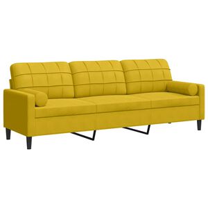 vidaXL 3-sitssoffa med prydnadskuddar gul 210 cm sammet