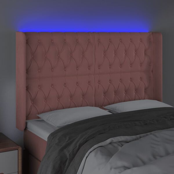 vidaXL S&auml;nggavel LED rosa 147x16x118/128 cm sammet