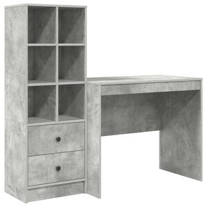 vidaXL Skrivbord Betonggr&aring; 135,5 x 50 x 127 cm 2 st