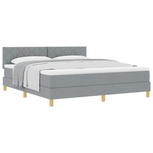 vidaXL B&auml;ddfj&auml;der med madrass med huvudgavel Ljusgr&aring; 180 x 200 cm tyg