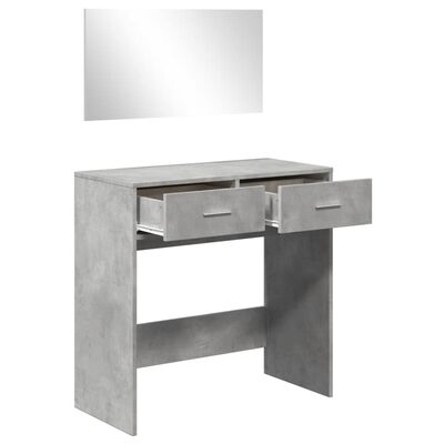 vidaXL Sminkbord med spegel betonggrå 80x39x80 cm