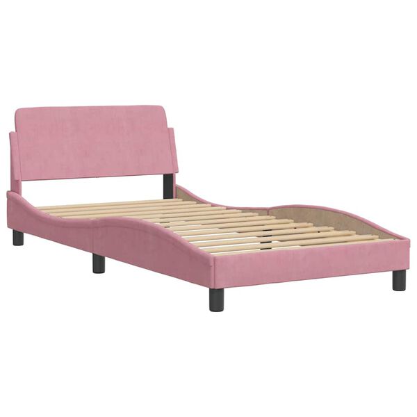 vidaXL Bed Frame without Mattress Pink 100x200 cm Velvet