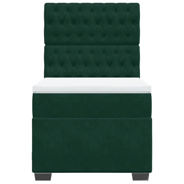 vidaXL Rams&auml;ng med madrass m&ouml;rkgr&ouml;n 80x200 cm sammet