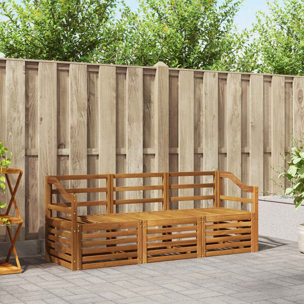 vidaXL Soffgrupper 3 pcs Naturf&auml;rg Massivt Akaciatr&auml;