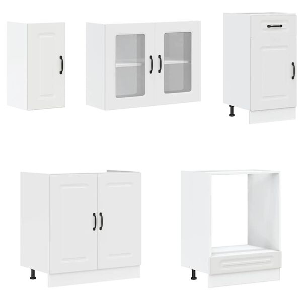 vidaXL K&ouml;kssk&aring;psset Kalmar 8 delar vit konstruerat tr&auml;