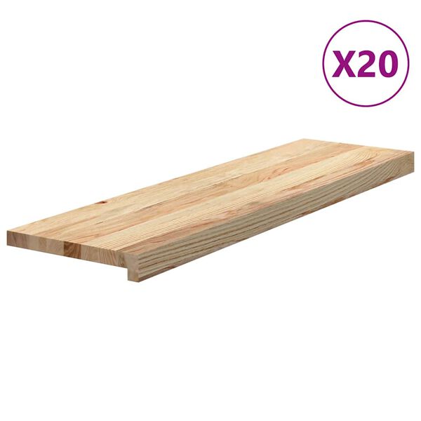 vidaXL Trappstegsmattor 20 pcs obehandlad 90x30x2 cm massiv ek