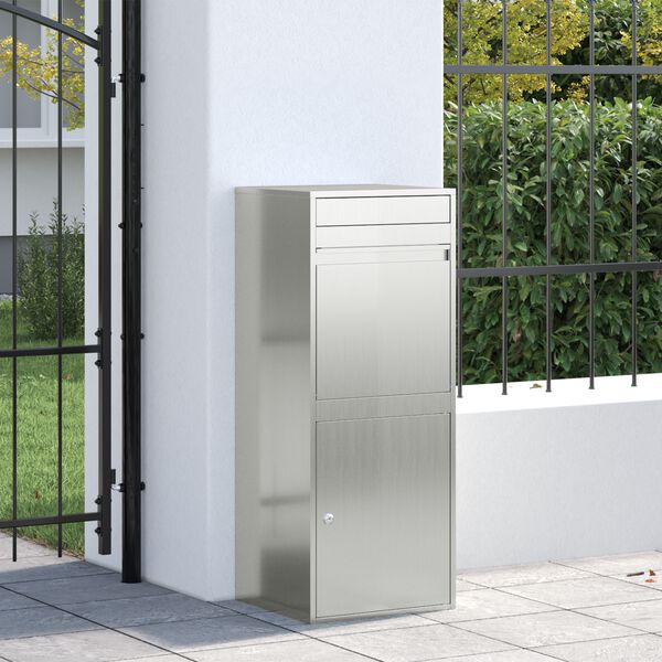 vidaXL Paketbox med lagring Svart 41 x 38 x 103 cm Galvaniserat St&aring;l