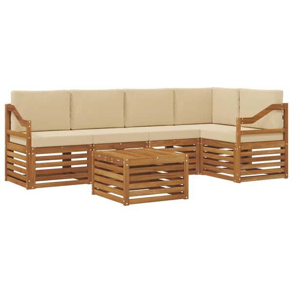 vidaXL Soffgrupper 6 pcs Naturlig och Beige Massivt Akaciatr&auml;