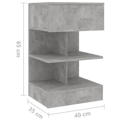 vidaXL Sängbord 2 st betonggrå 40x35x65 cm