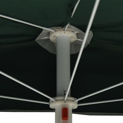 vidaXL Halvrunt parasoll med stång 180x90 cm grön