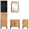 vidaXL Badrum Set med låda med hylla Naturfärg Massivt mangoträ
