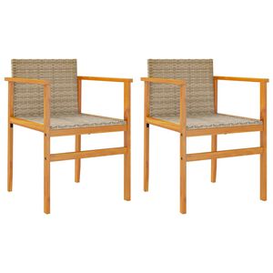 vidaXL Tr&auml;dg&aring;rdsstolar 2 st beige konstrotting och massivt tr&auml;