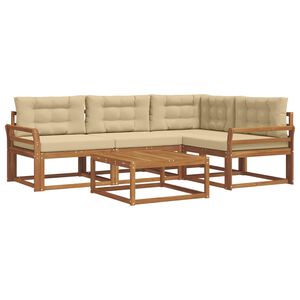 vidaXL Utomhussoffset med kudde 5 pcs Naturlig och Beige