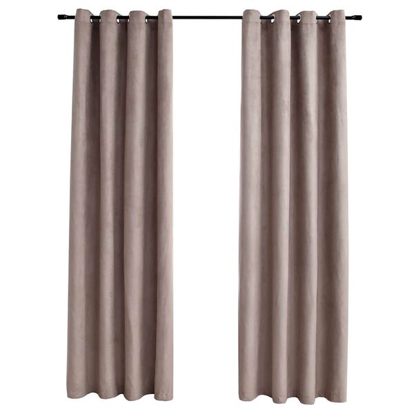 vidaXL Mörkläggningsgardiner med metallringar 2 st taupe 140x245 cm