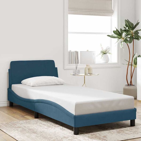vidaXL Bed Frame with Headboard "Dover" Blue 90x190 cm Velvet