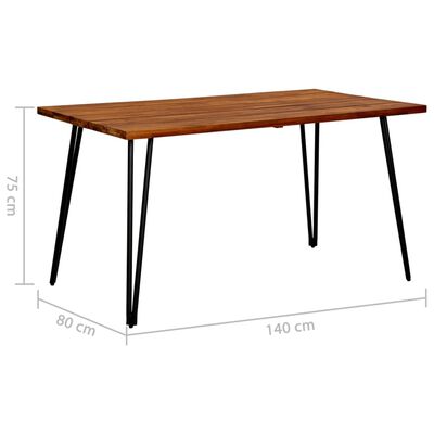 vidaXL Trädgårdsbord med hårnålsben 140x80x75 cm massivt akaciaträ