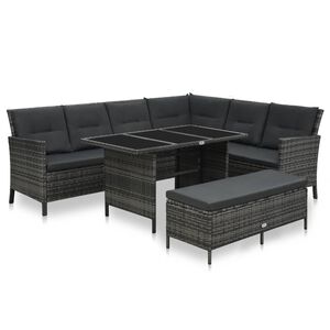 vidaXL Loungegrupp f&ouml;r tr&auml;dg&aring;rden med dynor 3 delar konstrotting gr&aring;