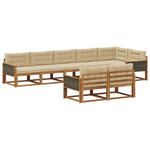 vidaXL Utomhussoffset med kudde 8 pcs Naturlig och Beige