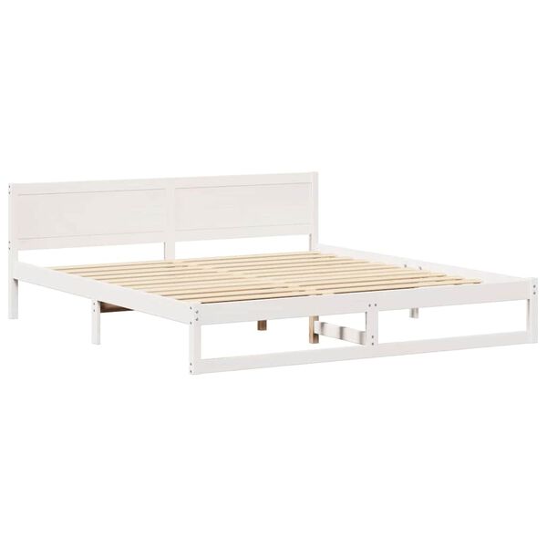 vidaXL S&auml;ngram med huvudgavel Vit 200 x 200 cm Massiv furu