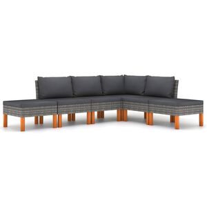 vidaXL Loungegrupp f&ouml;r tr&auml;dg&aring;rden 6 delar med dynor konstrotting gr&aring;