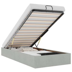 vidaXL Ottoman s&auml;ngram utan madrass ljusgr&aring; 90x190 cm sammet