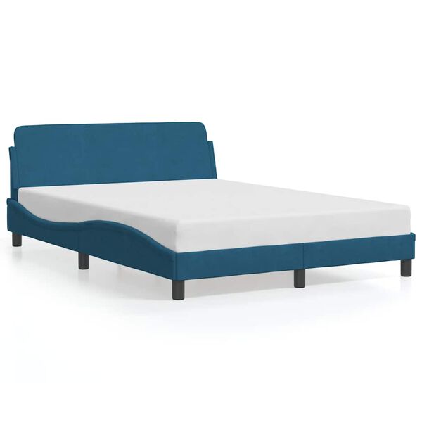 vidaXL Bed Frame with Headboard "Dover" Blue 140x200 cm Velvet