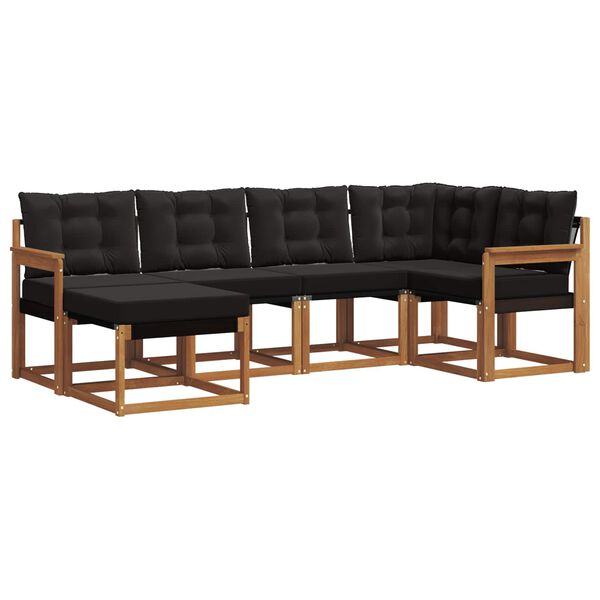 vidaXL Utomhussoffset med kudde 6 pcs Naturlig och svart