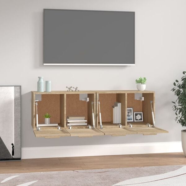vidaXL V&auml;ggsk&aring;p 2 st sonoma-ek 60x36,5x35 cm konstruerat tr&auml;