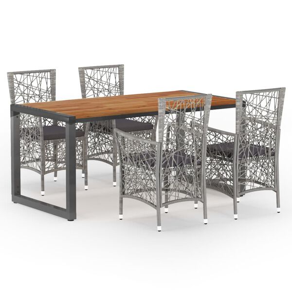 vidaXL Matgrupp f&ouml;r tr&auml;dg&aring;rden 5 delar gr&aring;