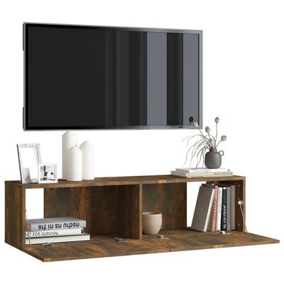 vidaXL Tv-bänk för vägg rökfärgad ek 120x30x30 cm konstruerat trä