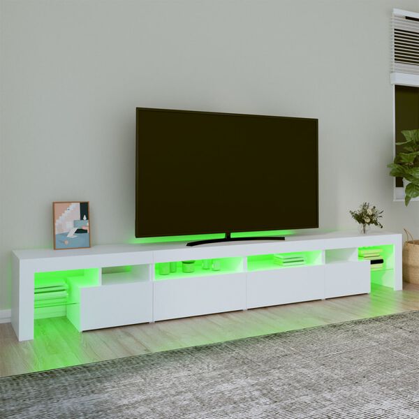 vidaXL Tv-bänk med LED-belysning Vit 260x36,5x40 cm
